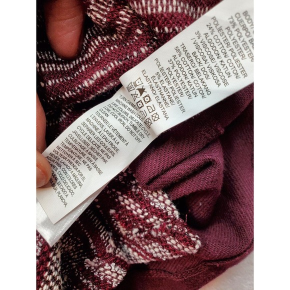 Lucky Brand Cardigan Sweater Women Small Burgundy Stripe Polyester Cliffside Zip - Picture 9 of 9